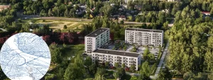 Ilmakuva Ziepniekkalnsiniin rakennetuista kerrostaloista.