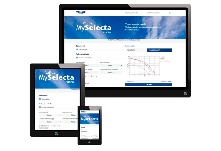 Vallox MySelecta Pureo valintaohjelma